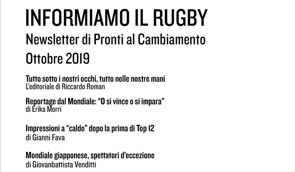 Informiamo il Rugby – Ottobre 2019