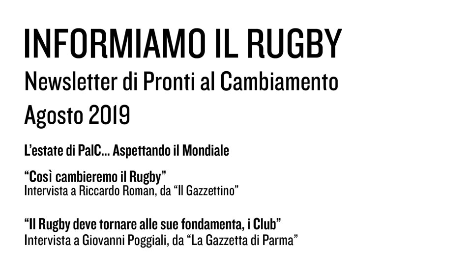 Informiamo il Rugby – Agosto 2019